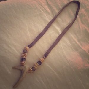 Twine and twig antler necklace